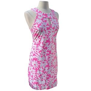 Britt Pink Floral Halter Sheath Resort Wear Mini Dress Size Small